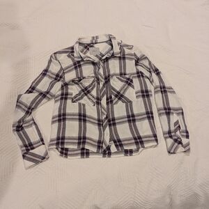 Plaid Kids Shirt - White and Blue